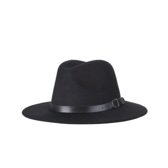 Black Fedora Hat Trilby/  Summer Brim/ Classic Beach/casual - Picture 2 of 2